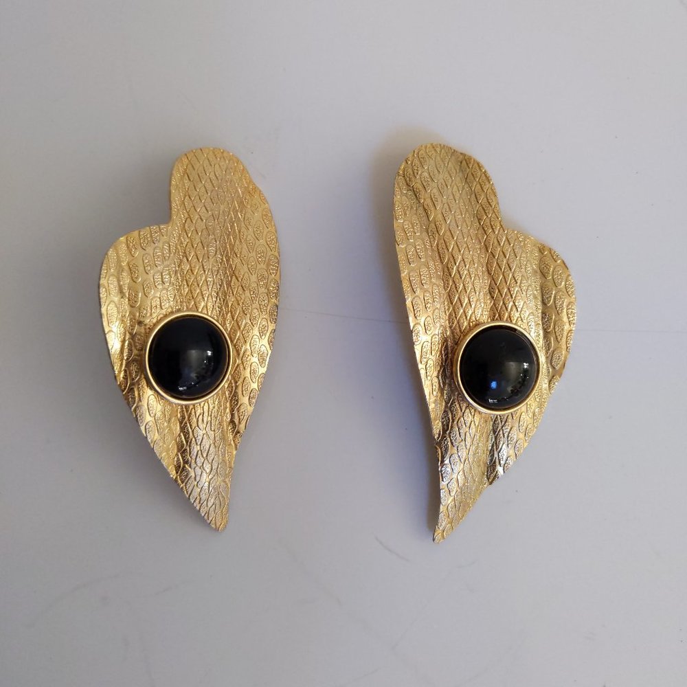Vintage 80's Oversized Gold Tone Earrings